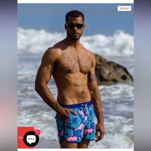 Blue Floral Men's Swim Shorts